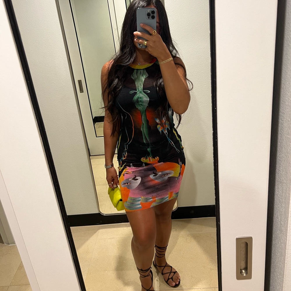 Skims obsidian mesh dress sleeveless